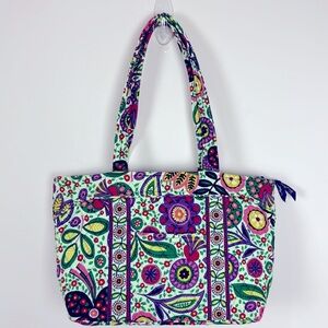 Vera Bradley Viva La Vera Garden Party Tote Bag Purple Green Floral